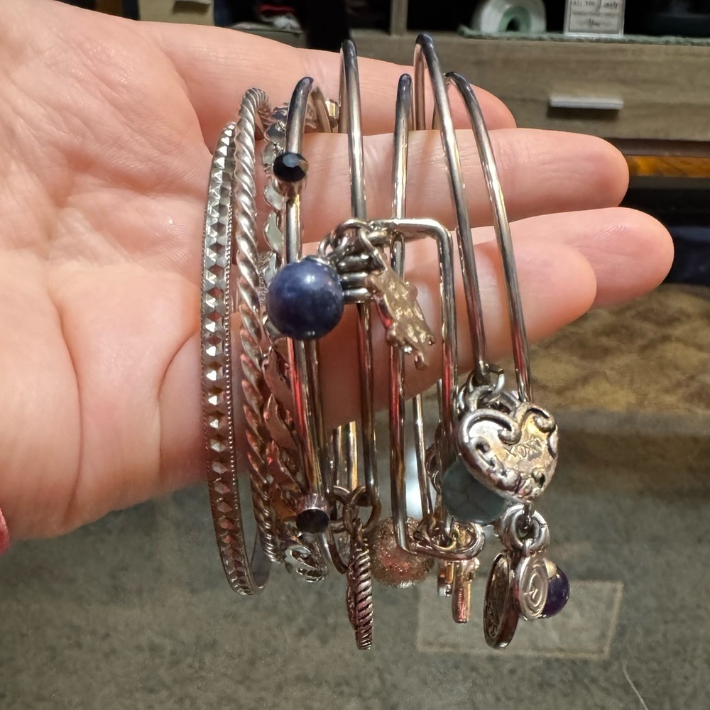 Multiple Silver Bangles Bundle